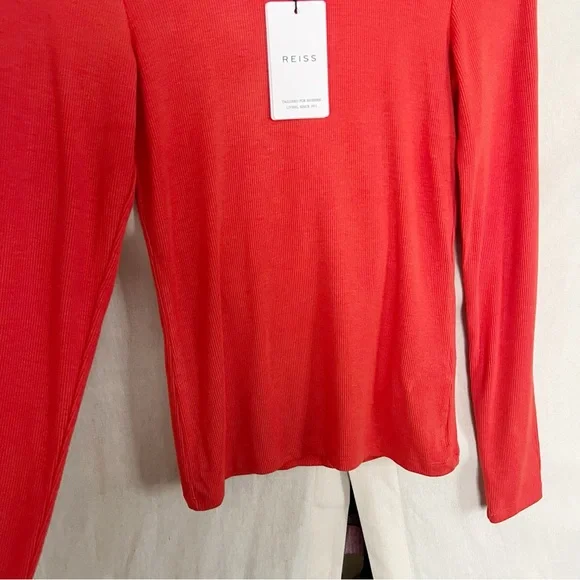 SOLD 🛑 Reiss Laurel Orange Ribbed Cutout Long Sleeve Top NWT - Picture 7 of 11